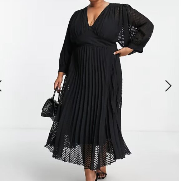 ASOS Curve Dresses & Skirts - ASOS DESIGN Curve pleated batwing midi dress